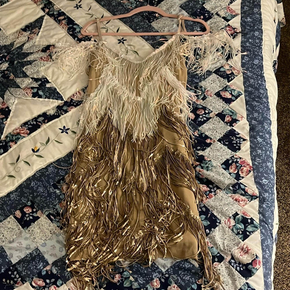 Gold fringe dress